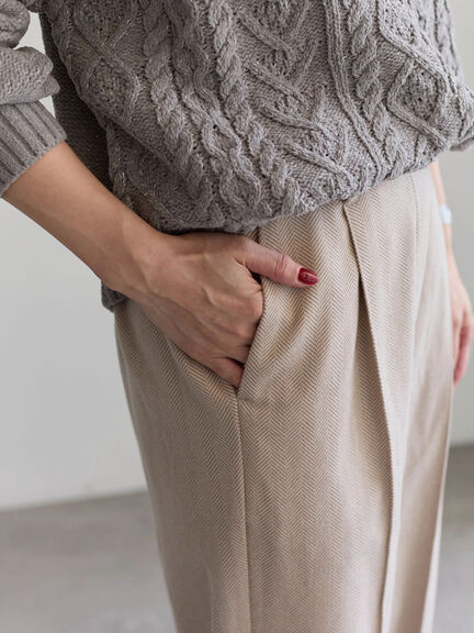 ヘリンボーンストレートパンツ（グレー/チャコールグレー/ベージュ/ブラウン）｜Samansa Mos2 blue（サマンサモスモス ブルー）通販