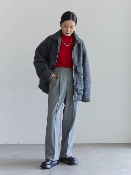 ヘリンボーンストレートパンツ（グレー/チャコールグレー/ベージュ/ブラウン）｜Samansa Mos2 blue（サマンサモスモス ブルー）通販