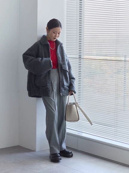 ヘリンボーンストレートパンツ（グレー/チャコールグレー/ベージュ/ブラウン）｜Samansa Mos2 blue（サマンサモスモス ブルー）通販