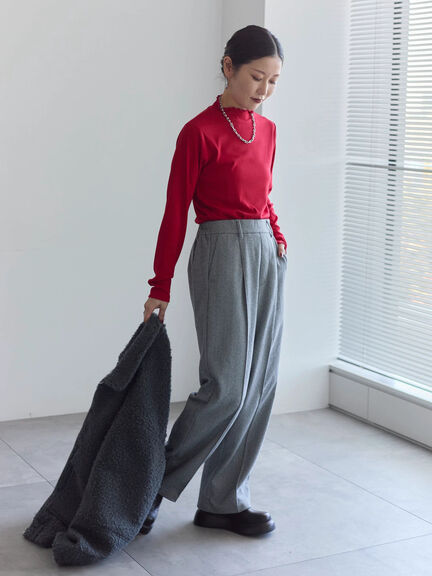 ヘリンボーンストレートパンツ（グレー/チャコールグレー/ベージュ/ブラウン）｜Samansa Mos2 blue（サマンサモスモス ブルー）通販