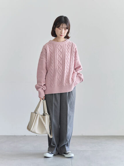 ヘリンボーンストレートパンツ（グレー/チャコールグレー/ベージュ/ブラウン）｜Samansa Mos2 blue（サマンサモスモス ブルー）通販