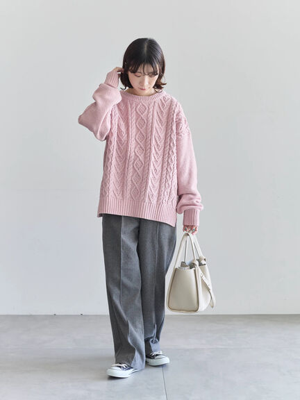 ヘリンボーンストレートパンツ（グレー/チャコールグレー/ベージュ/ブラウン）｜Samansa Mos2 blue（サマンサモスモス ブルー）通販