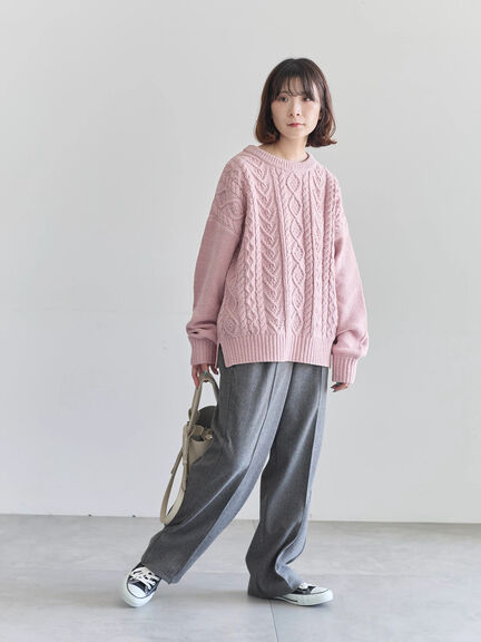 ヘリンボーンストレートパンツ（グレー/チャコールグレー/ベージュ/ブラウン）｜Samansa Mos2 blue（サマンサモスモス ブルー）通販