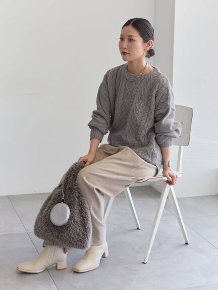 ヘリンボーンストレートパンツ（グレー/チャコールグレー/ベージュ/ブラウン）｜Samansa Mos2 blue（サマンサモスモス ブルー）通販