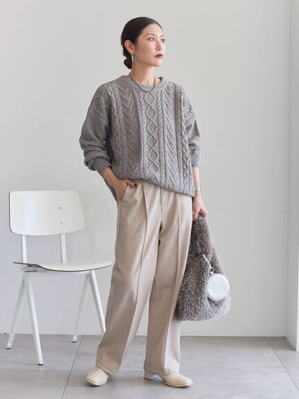 ヘリンボーンストレートパンツ（グレー/チャコールグレー/ベージュ/ブラウン）｜Samansa Mos2 blue（サマンサモスモス ブルー）通販
