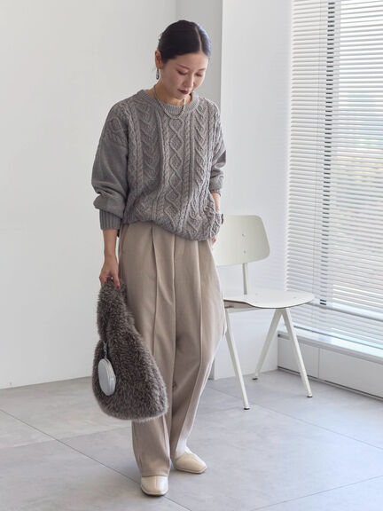 ヘリンボーンストレートパンツ（グレー/チャコールグレー/ベージュ/ブラウン）｜Samansa Mos2 blue（サマンサモスモス ブルー）通販