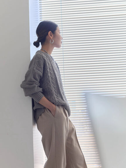 ヘリンボーンストレートパンツ（グレー/チャコールグレー/ベージュ/ブラウン）｜Samansa Mos2 blue（サマンサモスモス ブルー）通販