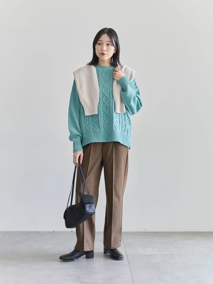 ヘリンボーンストレートパンツ（グレー/チャコールグレー/ベージュ/ブラウン）｜Samansa Mos2 blue（サマンサモスモス ブルー）通販