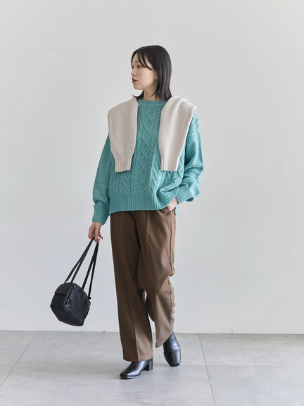 ヘリンボーンストレートパンツ（グレー/チャコールグレー/ベージュ/ブラウン）｜Samansa Mos2 blue（サマンサモスモス ブルー）通販