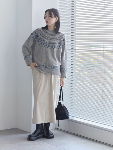 コーデュロイスカート（チャコールグレー/ブラウン/キナリ）｜Samansa Mos2 blue（サマンサモスモス ブルー）通販