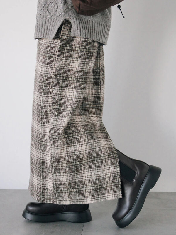 チェック柄スカート（ベージュ）｜Samansa Mos2 blue（サマンサモスモス ブルー）通販