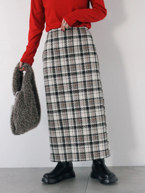 セール】 チェック柄スカート（ブラック/ベージュ/グリーン/ボトムス