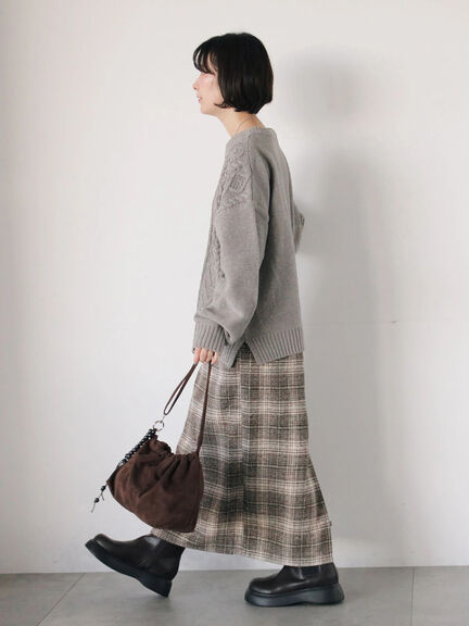 チェック柄スカート（ブラック/ベージュ/グリーン）｜Samansa Mos2 blue（サマンサモスモス ブルー）通販