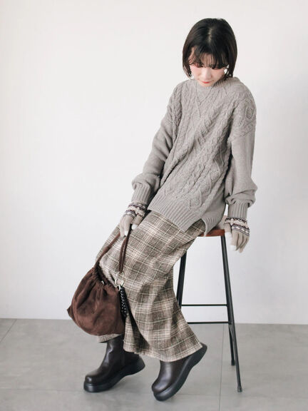 チェック柄スカート（ブラック/ベージュ/グリーン）｜Samansa Mos2 blue（サマンサモスモス ブルー）通販