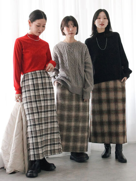 チェック柄スカート（ブラック/ベージュ/グリーン）｜Samansa Mos2 blue（サマンサモスモス ブルー）通販