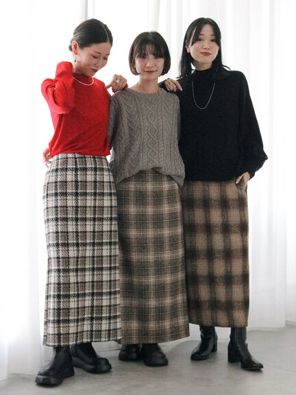 チェック柄スカート（ブラック/ベージュ/グリーン）｜Samansa Mos2 blue（サマンサモスモス ブルー）通販