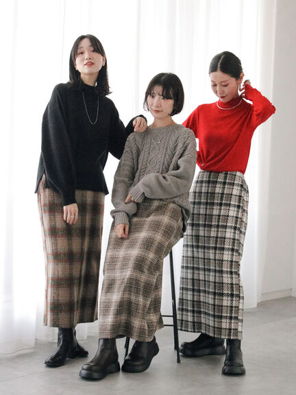 チェック柄スカート（ブラック/ベージュ/グリーン）｜Samansa Mos2 blue（サマンサモスモス ブルー）通販