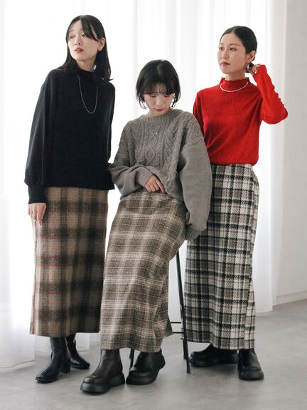 チェック柄スカート（ブラック/ベージュ/グリーン）｜Samansa Mos2 blue（サマンサモスモス ブルー）通販