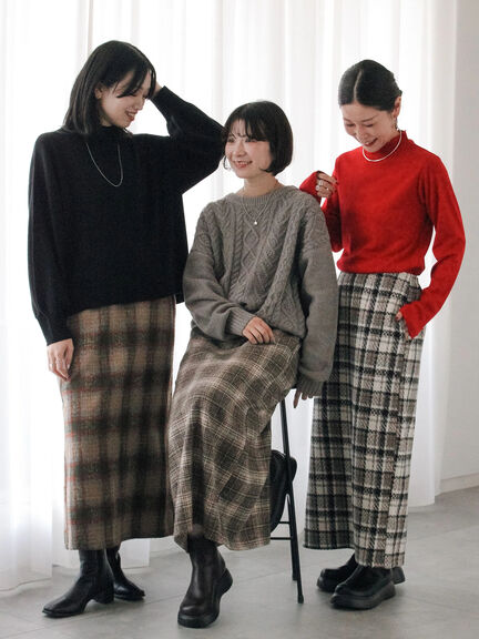 チェック柄スカート（ブラック/ベージュ/グリーン）｜Samansa Mos2 blue（サマンサモスモス ブルー）通販