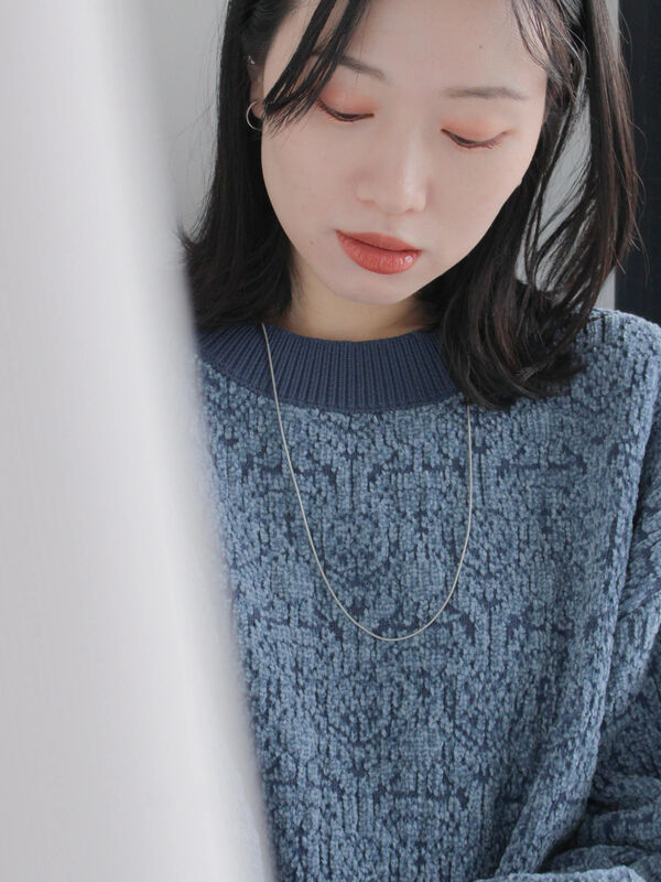 ジャカードモールニットプルオーバー（グレー/チャコールグレー