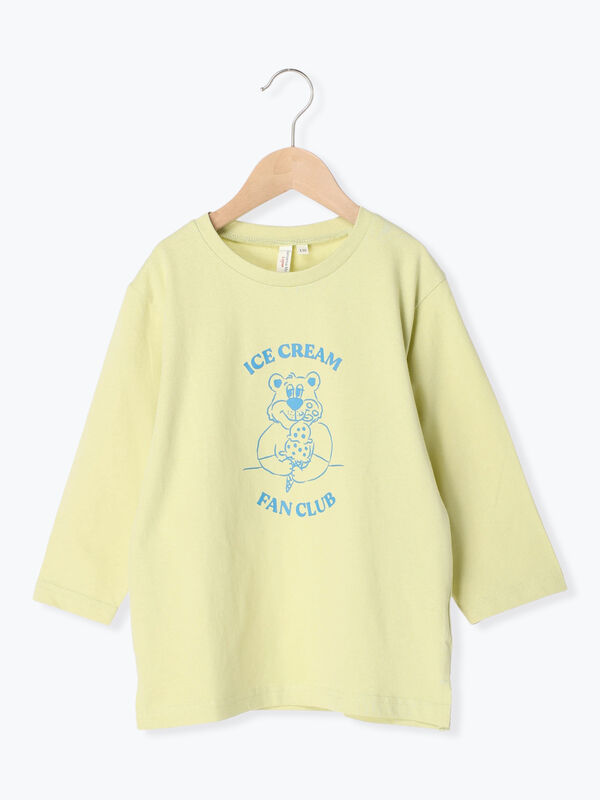 クマプリント7分袖Tシャツ(グリーン/サックスブルー/トップス ...