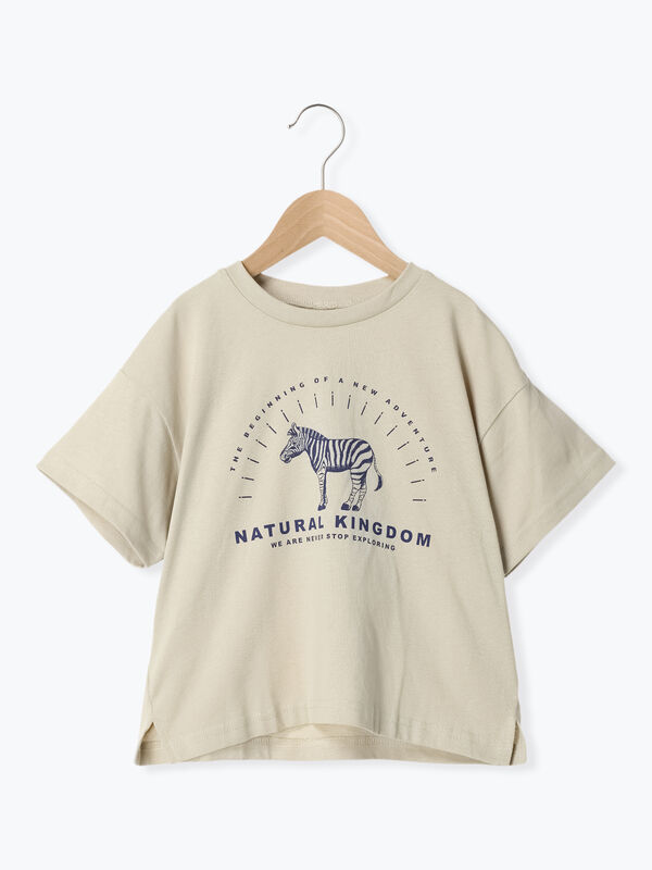 セール】 【オーガニックコットン】アニマルプリントTシャツ（グレー 