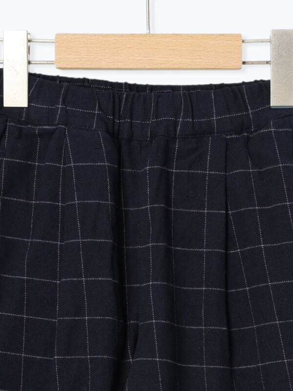 ウィンドウペンチェックコクーンパンツ（ベージュ/ネイビー/ボトムス  
