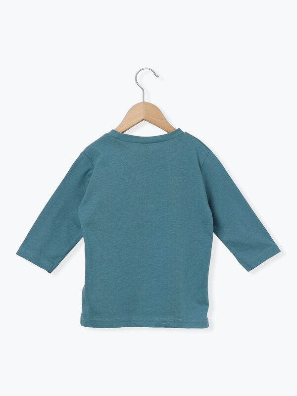 吸水速乾】恐竜刺繍7分袖Tシャツ（チャコールグレー/グリーン