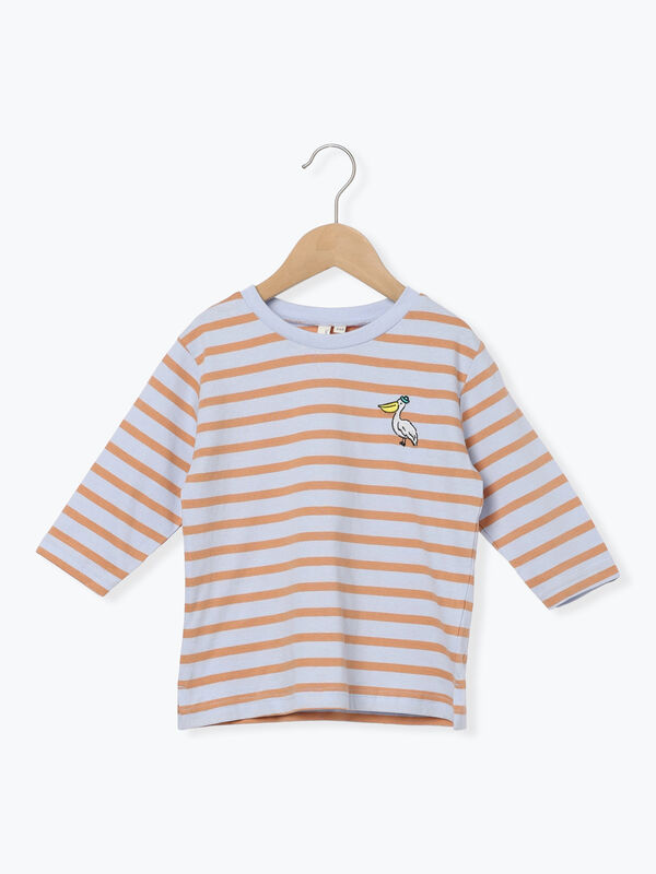 【吸水速乾】ペリカン刺繍ボーダー7分袖Tシャツ（グリーン/サックスブルー）｜Samansa Mos2 Lagom（KIDS）（サマンサモスモス ラーゴム）通販