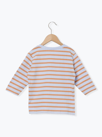 【吸水速乾】ペリカン刺繍ボーダー7分袖Tシャツ（グリーン/サックスブルー）｜Samansa Mos2 Lagom（KIDS）（サマンサモスモス ラーゴム）通販