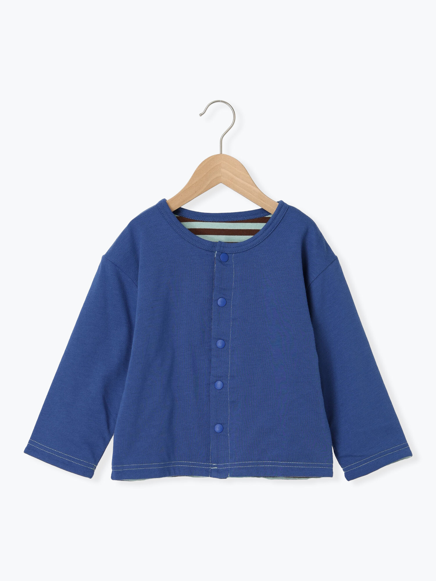 【国内正規品】 セール】 無地×ボーダー リバーシブルカーディガン（ブルー トップス