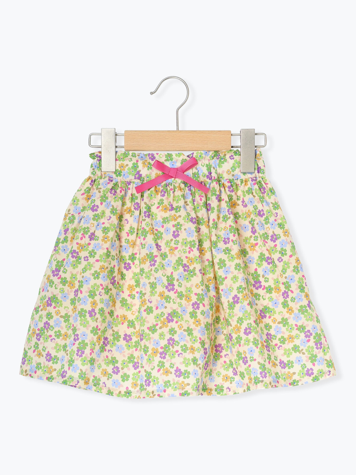 【サマンサモスモス】　花柄ロングスカート ベージュ セール】 【Made in India】花柄ボイルギャザースカート