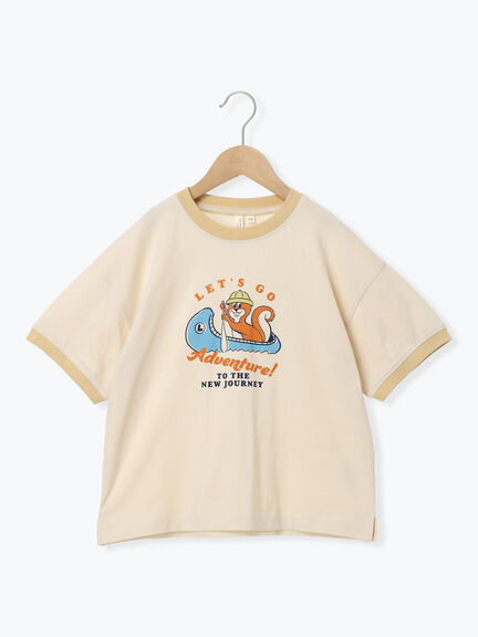 【吸水速乾】リスプリントリンガーTシャツ（ネイビー/キナリ）｜Samansa Mos2 Lagom（KIDS）（サマンサモスモス ラーゴム）通販