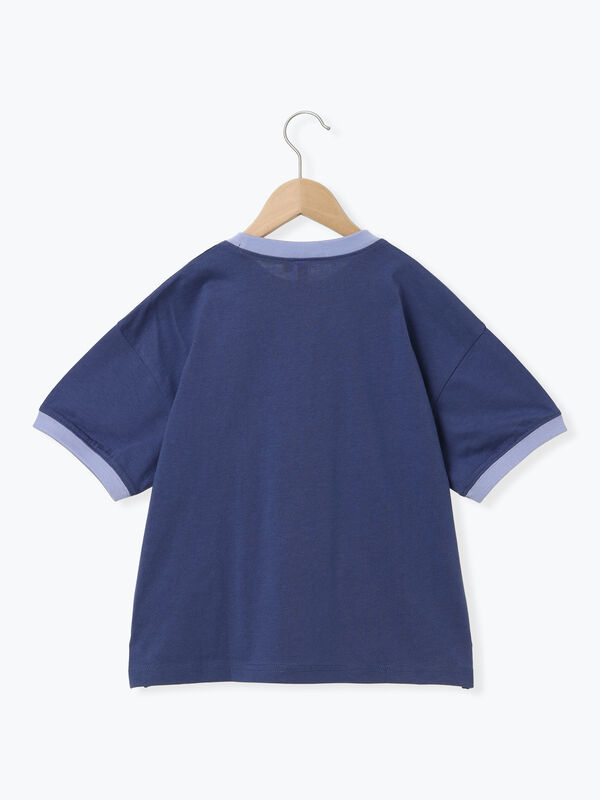 吸水速乾】リスプリントリンガーTシャツ（ネイビー/キナリ
