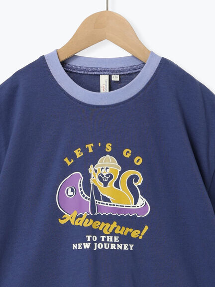 【吸水速乾】リスプリントリンガーTシャツ（ネイビー/キナリ）｜Samansa Mos2 Lagom（KIDS）（サマンサモスモス ラーゴム）通販