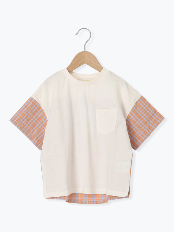 サッカーチェック切替Tシャツ(セットアップ可)（オレンジ）｜Samansa Mos2 Lagom（KIDS）（サマンサモスモス ラーゴム）通販