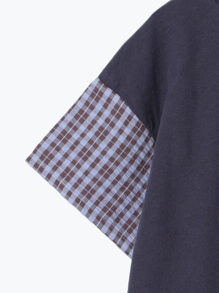 サッカーチェック切替Tシャツ(セットアップ可)（オレンジ/ブルー）｜Samansa Mos2 Lagom（KIDS）（サマンサモスモス ラーゴム）通販