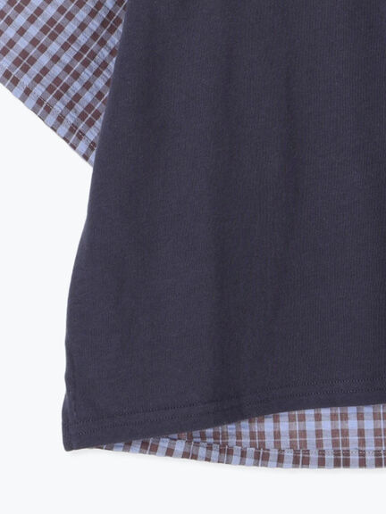 サッカーチェック切替Tシャツ(セットアップ可)（オレンジ/ブルー）｜Samansa Mos2 Lagom（KIDS）（サマンサモスモス ラーゴム）通販