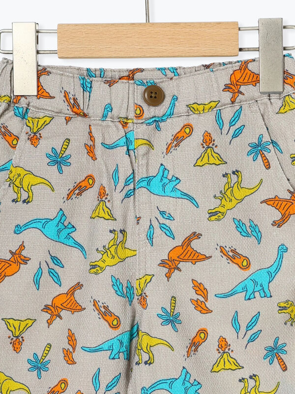 セール】 恐竜柄ハーフ丈ひんやりパンツ（モカ/キナリ/ボトムス/パンツ