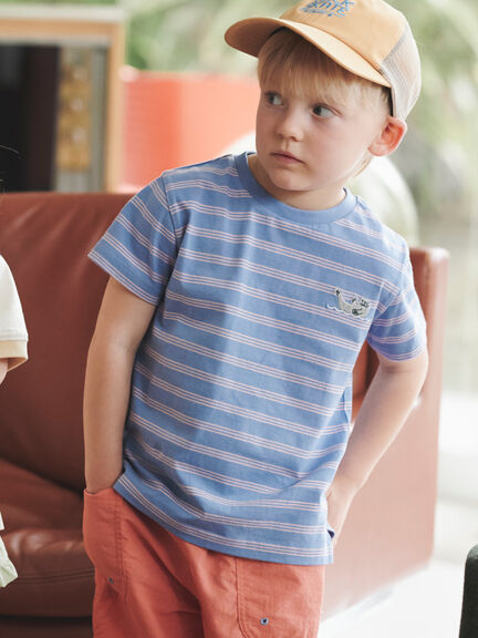 【吸水速乾】アザラシ刺繍ボーダーTシャツ（イエロー/パープル）｜Samansa Mos2 Lagom（KIDS）（サマンサモスモス ラーゴム）通販