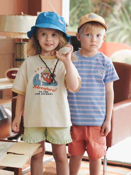 【吸水速乾】アザラシ刺繍ボーダーTシャツ（イエロー/パープル）｜Samansa Mos2 Lagom（KIDS）（サマンサモスモス ラーゴム）通販