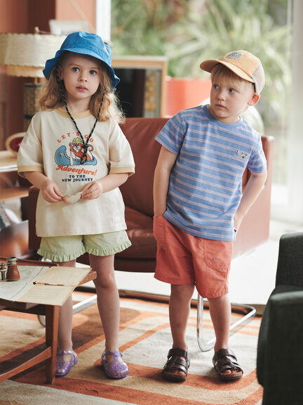 【吸水速乾】アザラシ刺繍ボーダーTシャツ（イエロー/パープル）｜Samansa Mos2 Lagom（KIDS）（サマンサモスモス ラーゴム）通販