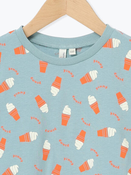 【吸水速乾】ソフトクリーム総柄Tシャツ（イエロー/ブルー）｜Samansa Mos2 Lagom（KIDS）（サマンサモスモス ラーゴム）通販