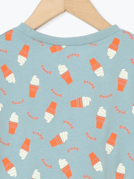 【吸水速乾】ソフトクリーム総柄Tシャツ（イエロー/ブルー）｜Samansa Mos2 Lagom（KIDS）（サマンサモスモス ラーゴム）通販
