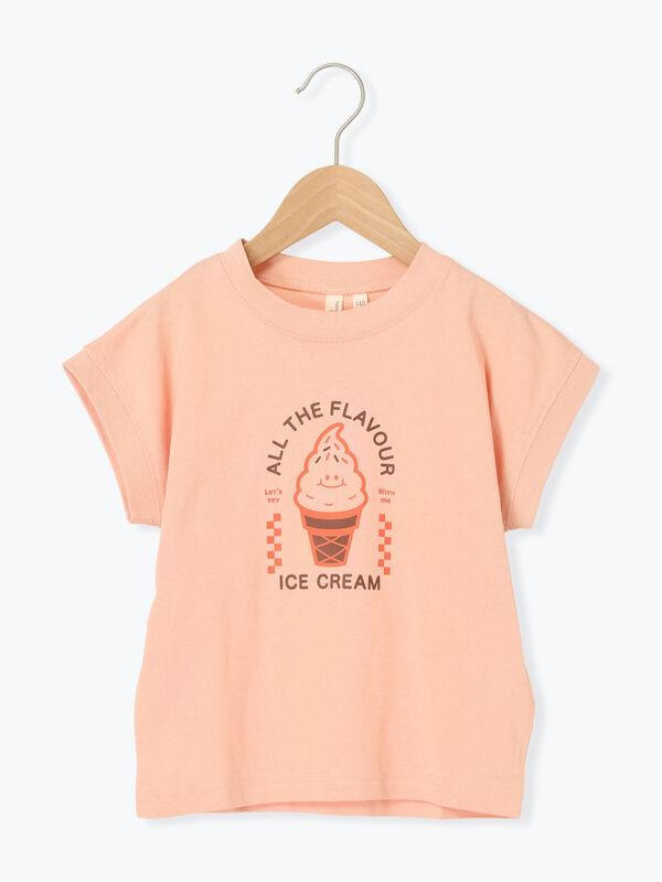 セール】 【吸水速乾】アイスクリームプリントTシャツ（ピンク