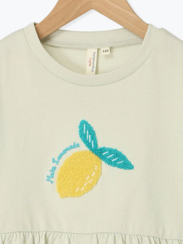 セール】 【吸水速乾】レモンさがら刺繍Tシャツ（ミント/キナリ