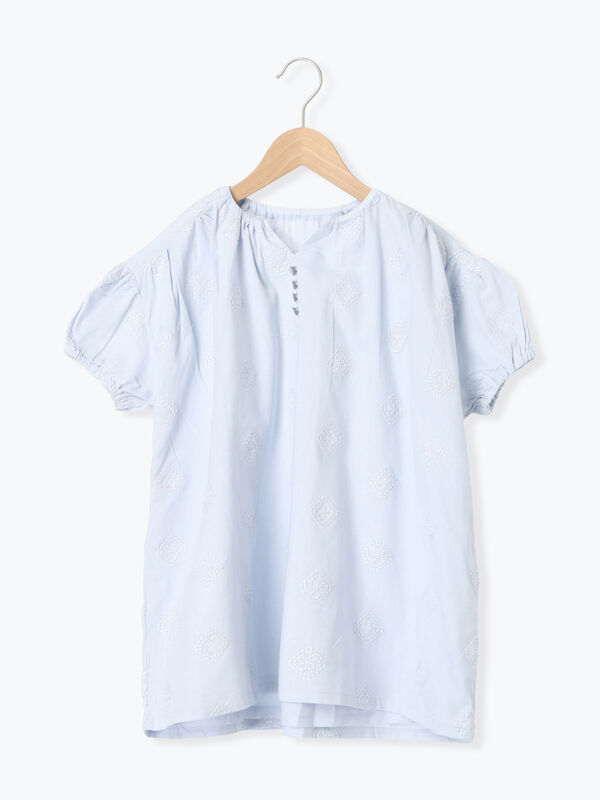 総刺繍パフスリーブワンピース（サックスブルー）｜Samansa Mos2 Lagom（KIDS）（サマンサモスモス ラーゴム）通販