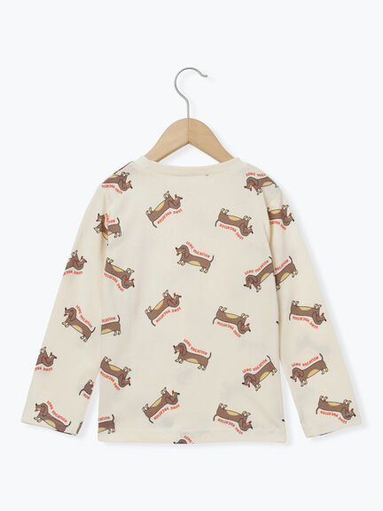 ダックスフンド総柄ロンT（ターコイズブルー/キナリ）｜Samansa Mos2 Lagom（KIDS）（サマンサモスモス ラーゴム）通販