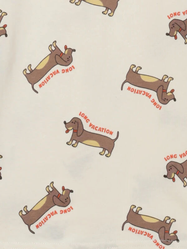 セール】 ダックスフンド総柄ロンT（ターコイズブルー/キナリ/トップス