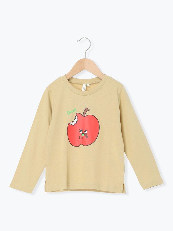 セール】 リンゴプリントロンT（オレンジ/イエロー/ターコイズブルー